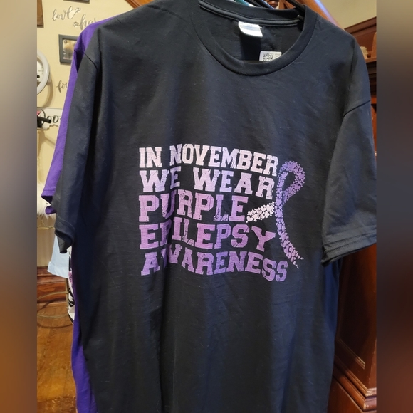 Epilepsy Awareness Month Purple Ribbon 💜 Unisex Cotton T-shirt size XL - Picture 2 of 4